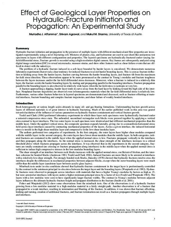(PDF) Effect of Geological Layer Properties on Hydraulic Fracture ...