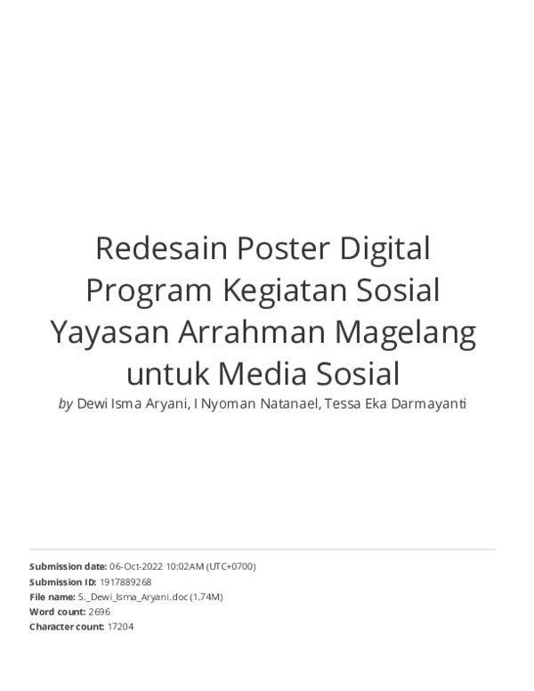 (PDF) Redesain poster digital program kegiatan sosial Yayasan Arrahman ...