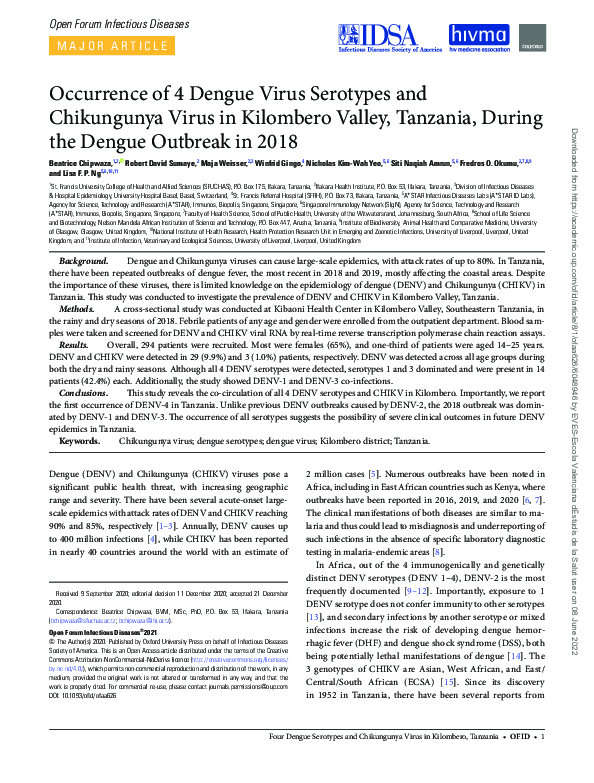 (PDF) Occurrence of 4 Dengue Virus Serotypes and Chikungunya Virus in ...