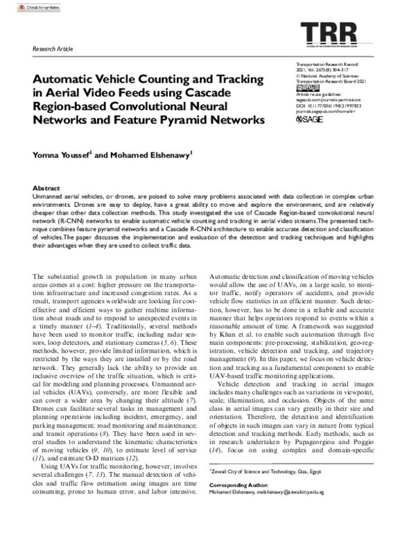 (PDF) Automatic Vehicle Counting and Tracking in Aerial Video Feeds ...