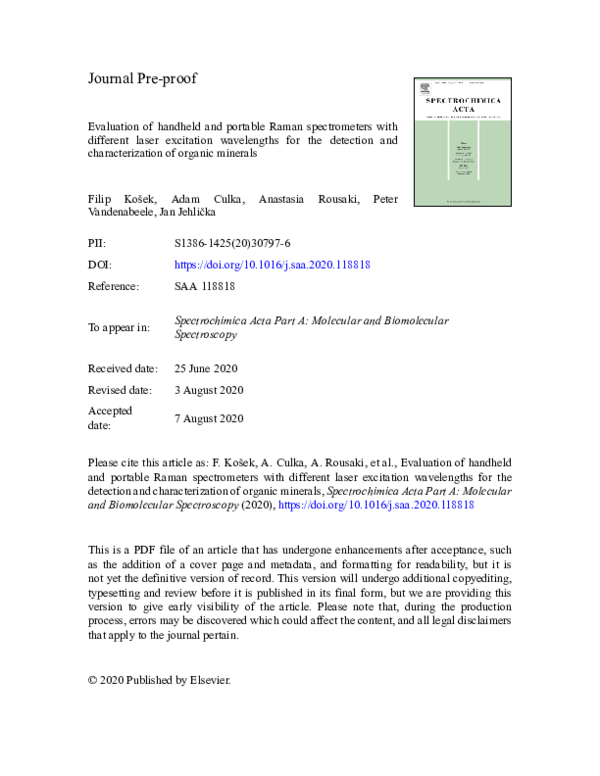 (PDF) Evaluation of handheld and portable Raman spectrometers with ...