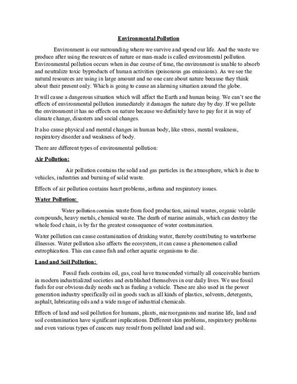 (DOC) Environmental Pollution