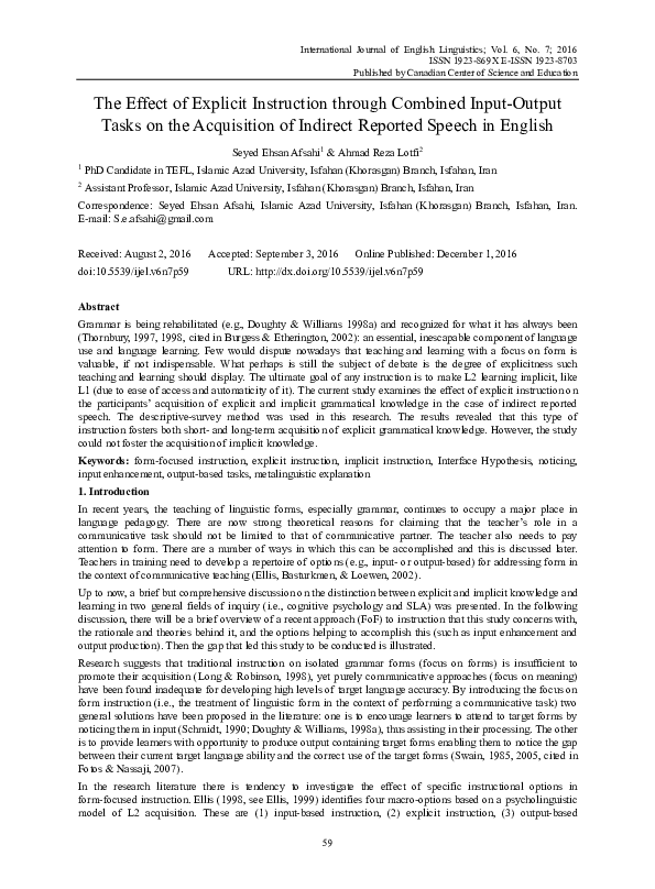 (PDF) The Effect of Explicit Instruction through Combined Input-Output ...