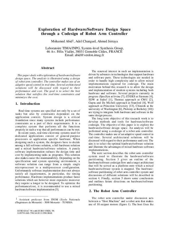(PDF) Exploration of hardware/software design space through a codesign ...