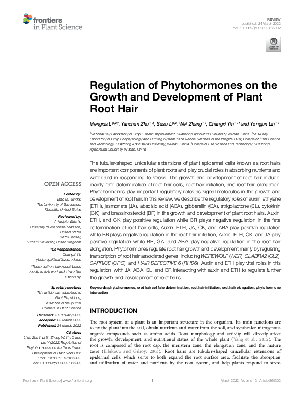 (PDF) Regulation of Phytohormones on the Growth and Development of ...