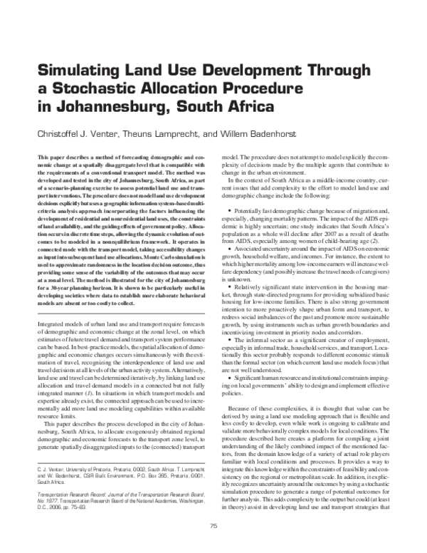 (PDF) Simulating Land Use Development Through a Stochastic Allocation ...