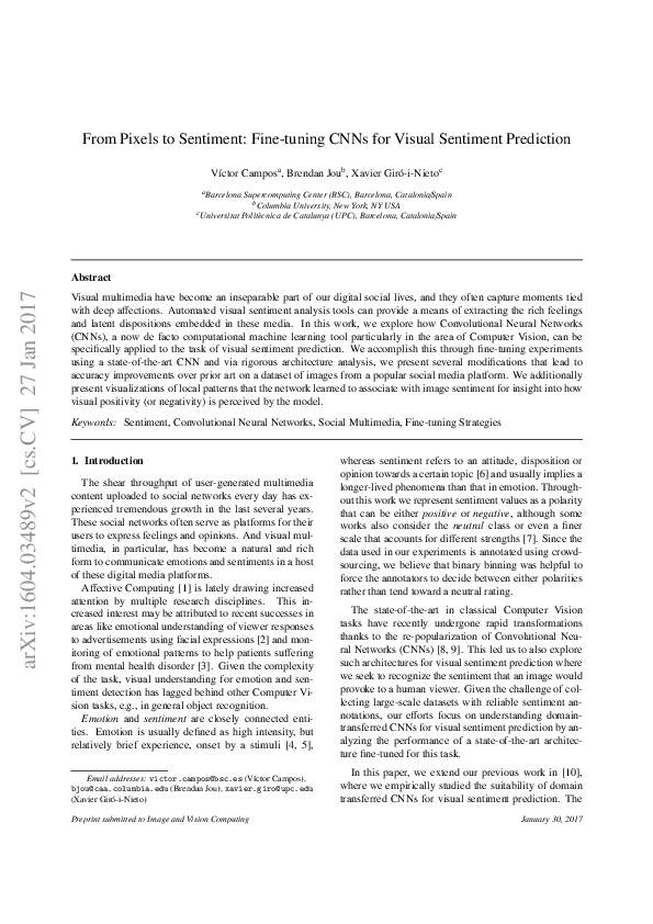 (PDF) From pixels to sentiment: Fine-tuning CNNs for visual sentiment ...