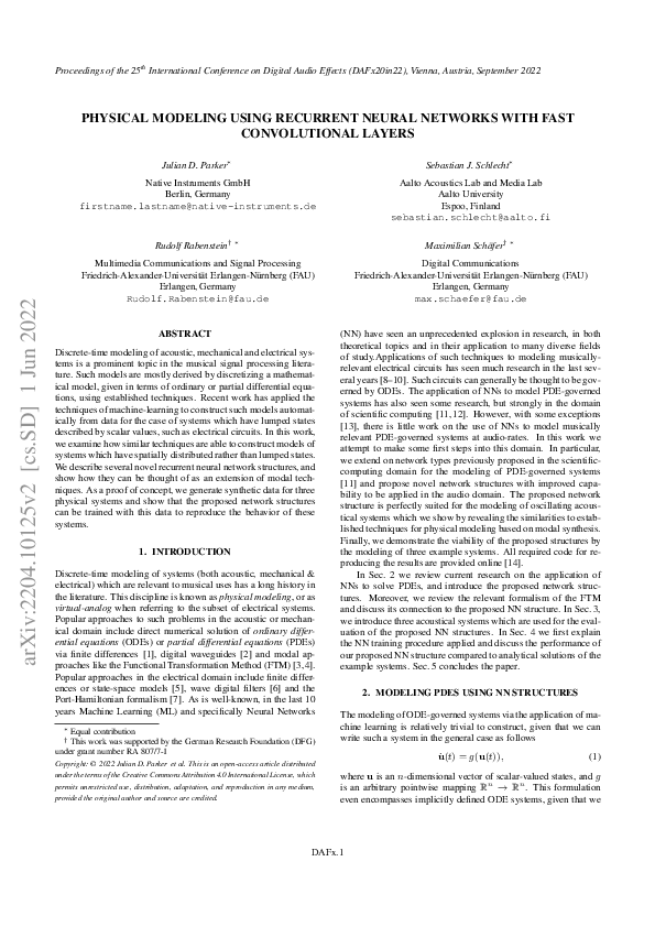 (PDF) Physical Modeling using Recurrent Neural Networks with Fast ...