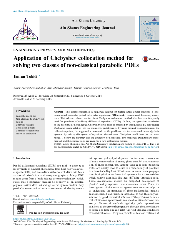 (PDF) Application of Chebyshev collocation method for solving two ...