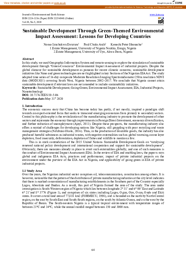 (PDF) Sustainable Development Through Green-Themed Environmental Impact ...