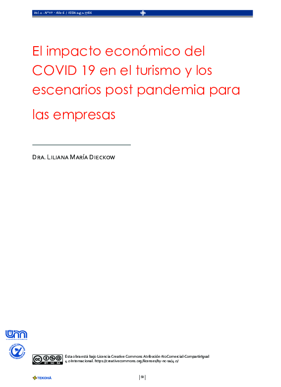 (PDF) El impacto económico del COVID 19 en el turismo y los escenarios ...