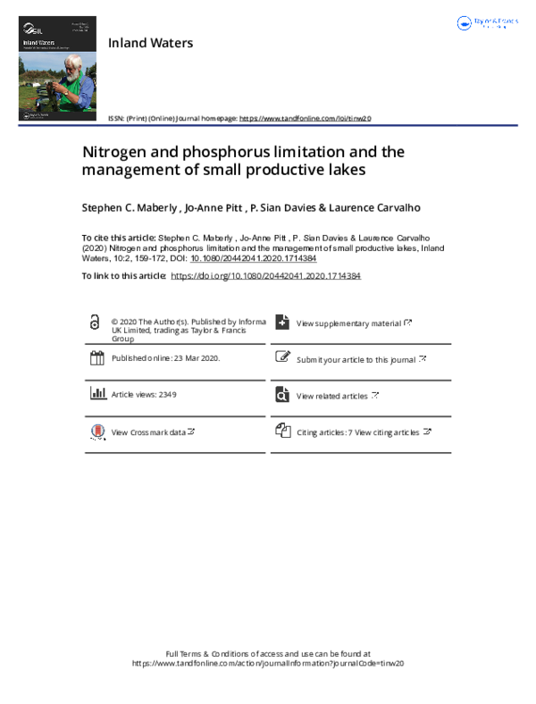 (PDF) Nitrogen and phosphorus limitation and the management of small ...