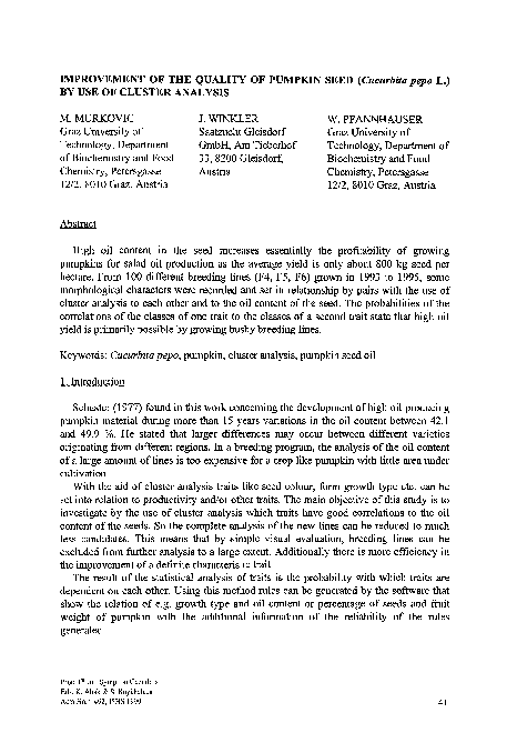(PDF) Improvement of the Quality of Pumpkin Seed (Cucurbita Pepo L.) by ...