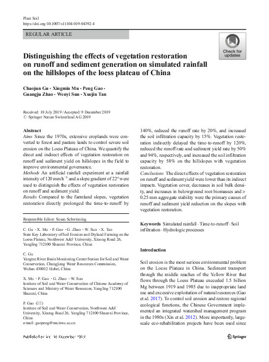 (PDF) Distinguishing the effects of vegetation restoration on runoff ...
