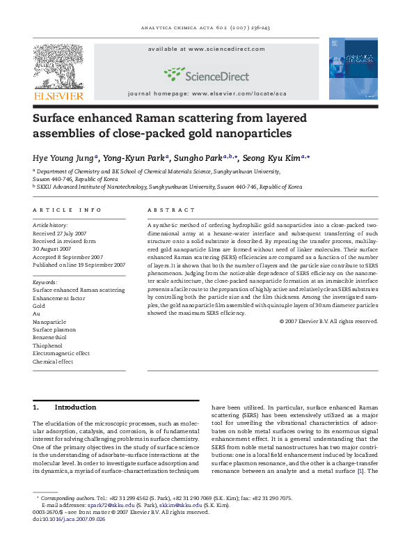 (PDF) Surface enhanced Raman scattering from layered assemblies of ...