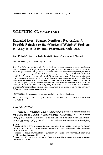 (PDF) Extended least squares nonlinear regression: A possible solution ...