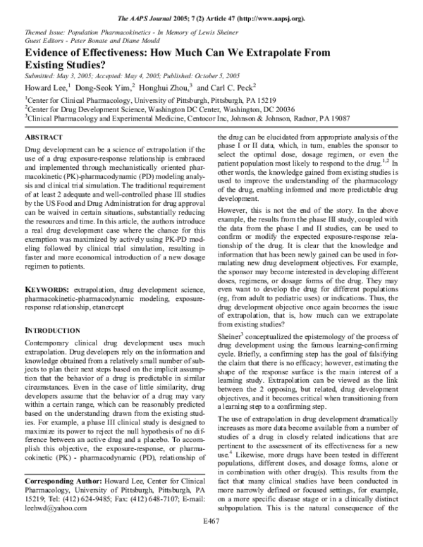(PDF) Evidence of effectiveness: How much can we extrapolate from ...