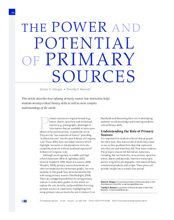 (PDF) The Power and Potential of Primary Sources
