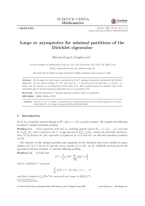 (PDF) Large m asymptotics for minimal partitions of the Dirichlet ...