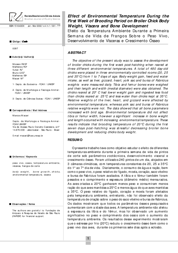 (PDF) Effect of Environmental Temperature During the First Week of ...