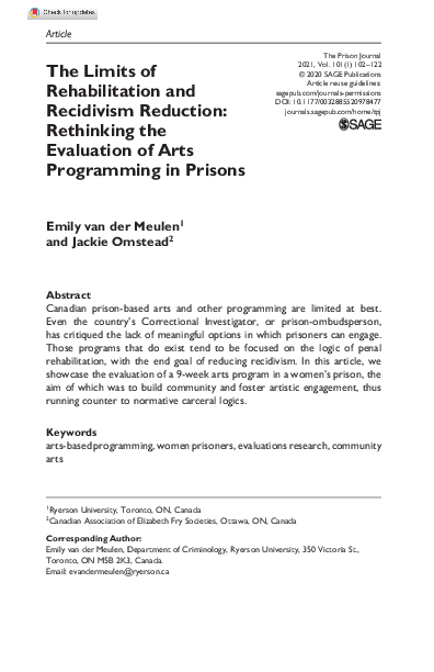 (PDF) The Limits of Rehabilitation and Recidivism Reduction: Rethinking ...
