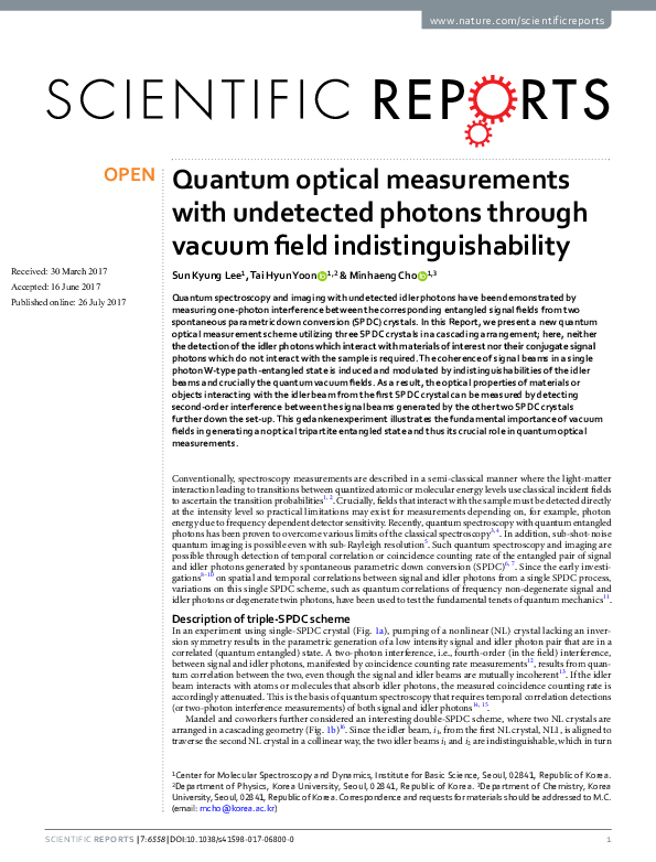 (PDF) Quantum optical measurements with undetected photons through ...