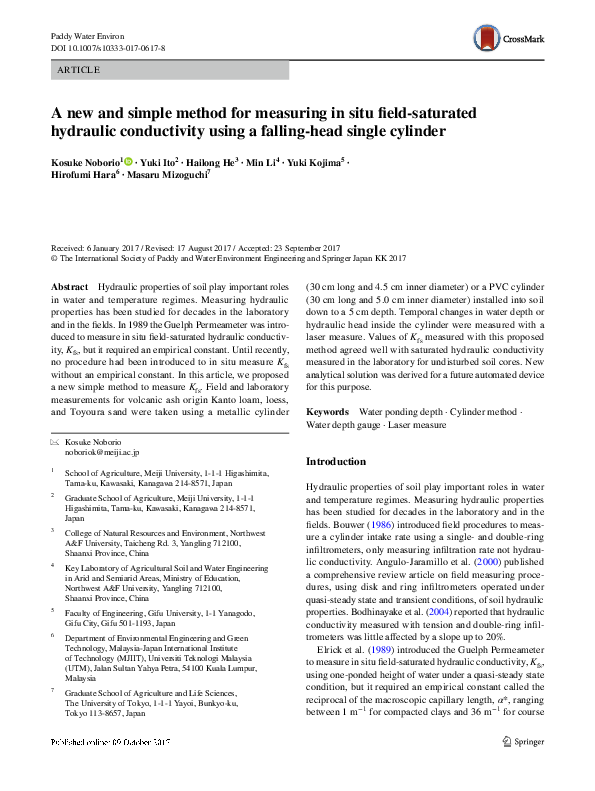(PDF) A new and simple method for measuring in situ field-saturated ...