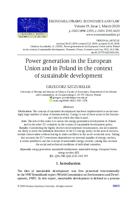 (PDF) Power generation in the European Union and in Poland in the ...