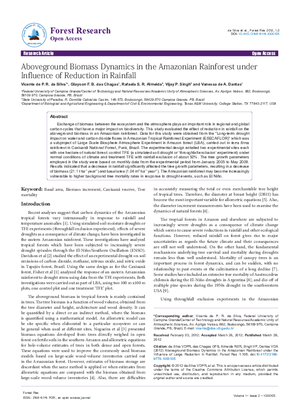 (PDF) Aboveground Biomass Dynamics in the Amazonian Rainforest under ...