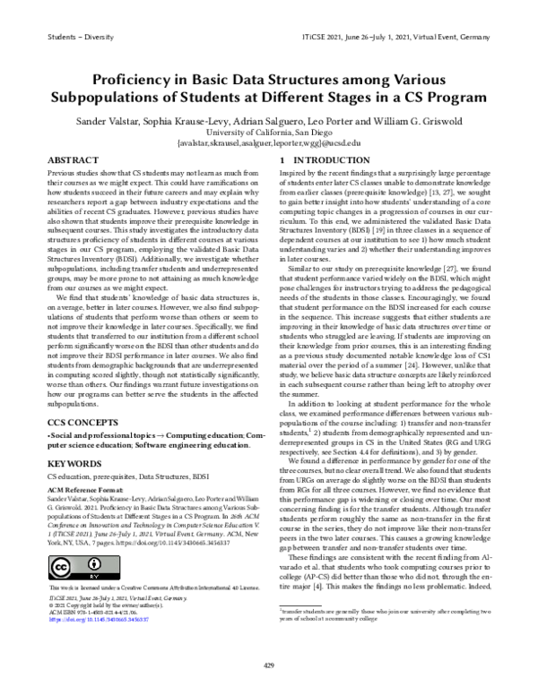 (PDF) Proficiency in Basic Data Structures among Various Subpopulations ...