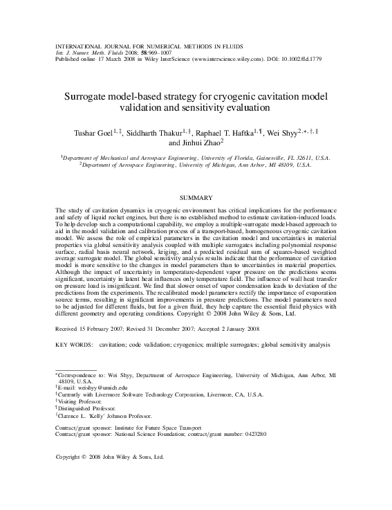 (PDF) Surrogate model-based strategy for cryogenic cavitation model ...