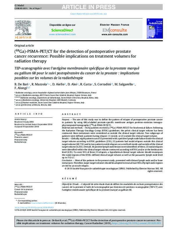 (PDF) (68Ga)-PSMA-PET/CT for the detection of postoperative prostate ...