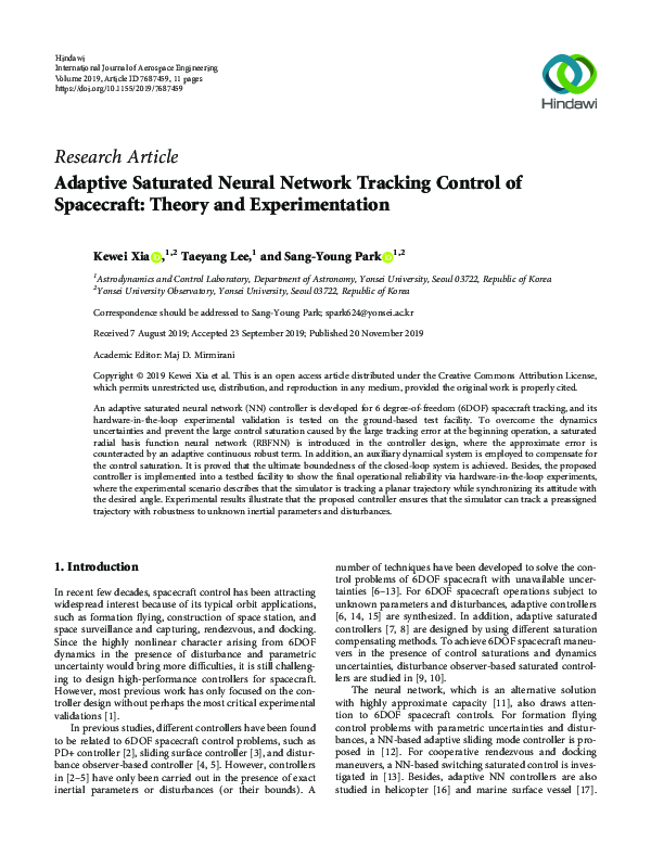 (PDF) Adaptive Saturated Neural Network Tracking Control of Spacecraft ...