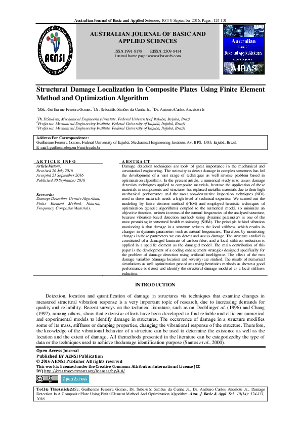(PDF) Structural Damage Localization i Method and Optimization Algorithm