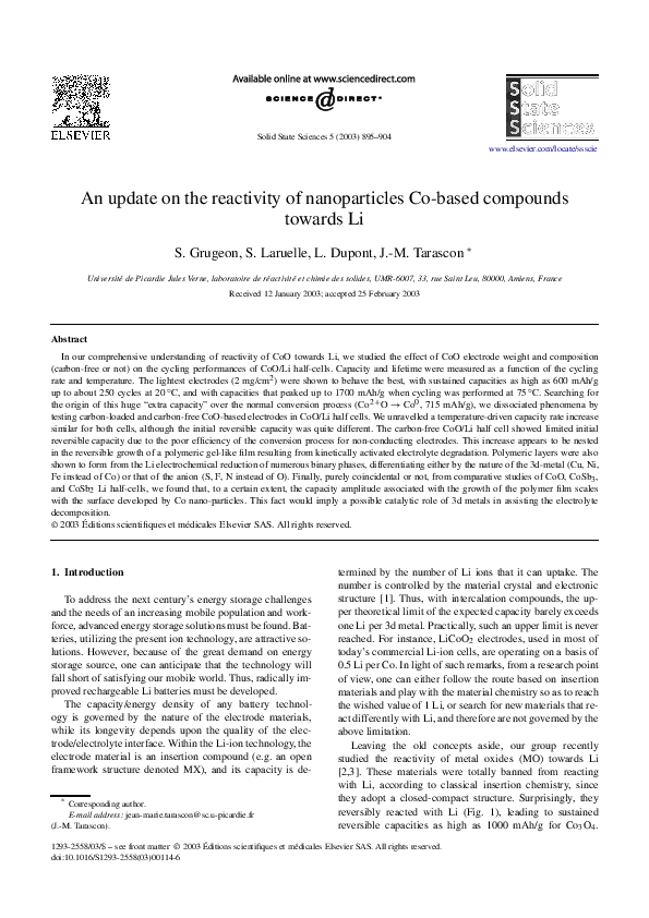 (PDF) An update on the reactivity of nanoparticles Co-based compounds ...
