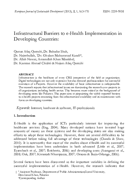 (PDF) Infrastructural Barriers to e-Health Implementation in Developing ...