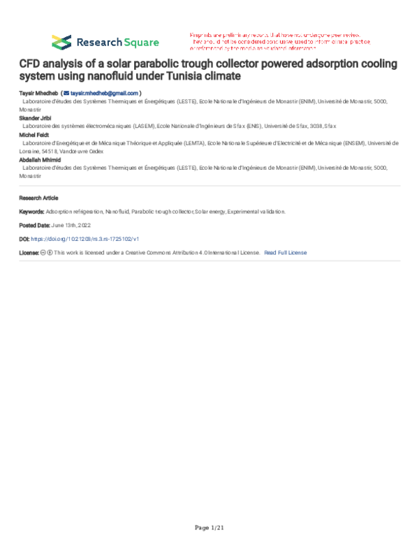 (PDF) CFD analysis of a solar parabolic trough collector powered ...