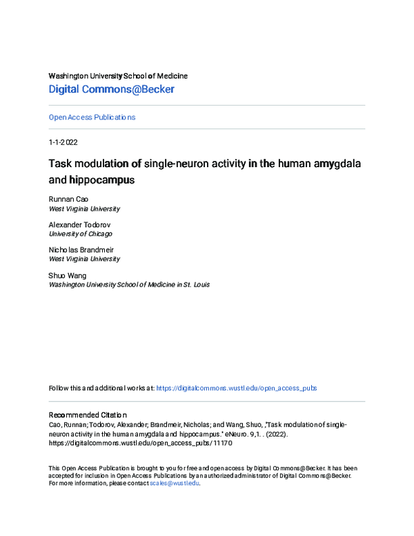 (PDF) Task Modulation of Single-Neuron Activity in the Human Amygdala ...