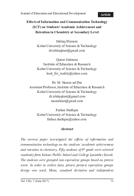 (PDF) Effects of Information and Communication Technology on Youth’s ...