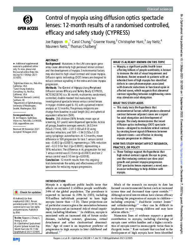 (PDF) Control of myopia using diffusion optics spectacle lenses: 12 ...
