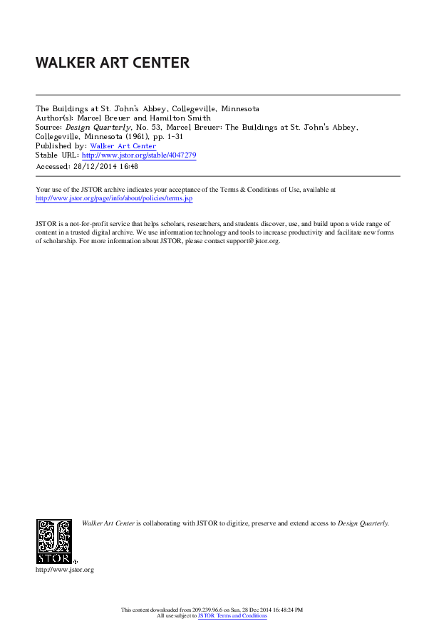 PDF) Saint John's Abbey Church: Marcel Breuer and the Creation of