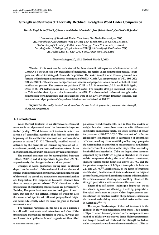 (PDF) Strength and stiffness of thermally rectified eucalyptus wood ...
