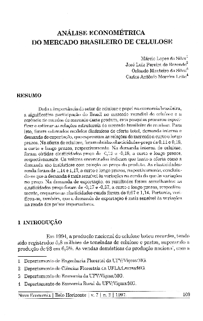 (PDF) Análise econométrica do mercado brasileiro de celulose