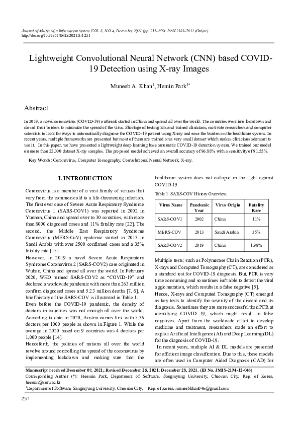 (PDF) Lightweight Convolutional Neural Network (CNN) based COVID-19 ...