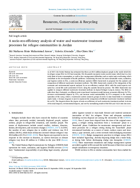 (PDF) A socio-eco-efficiency analysis of water and wastewater treatment ...