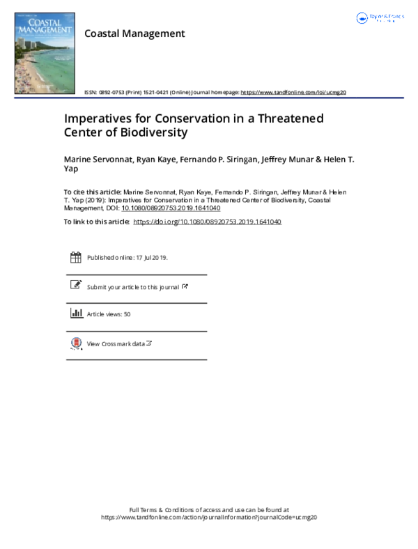 (PDF) Imperatives for Conservation in a Threatened Center of Biodiversity