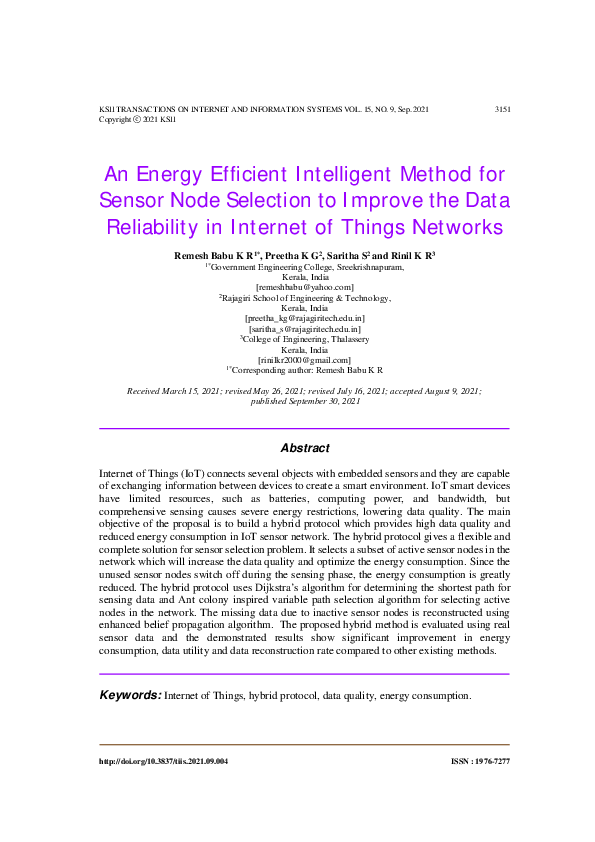 (PDF) An Energy Efficient Intelligent Method for Sensor Node Selection ...