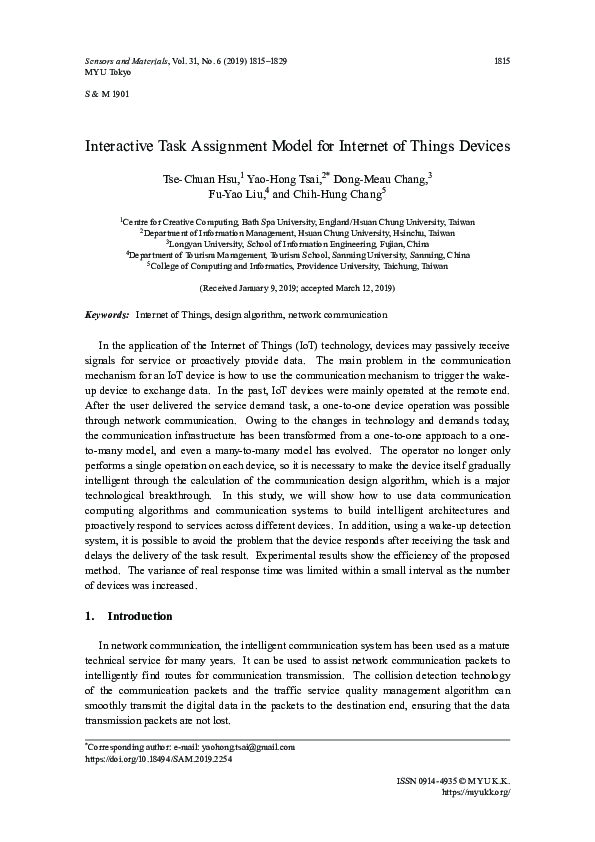 (PDF) A mobile crowd sensing based task assignment in Internet of Things
