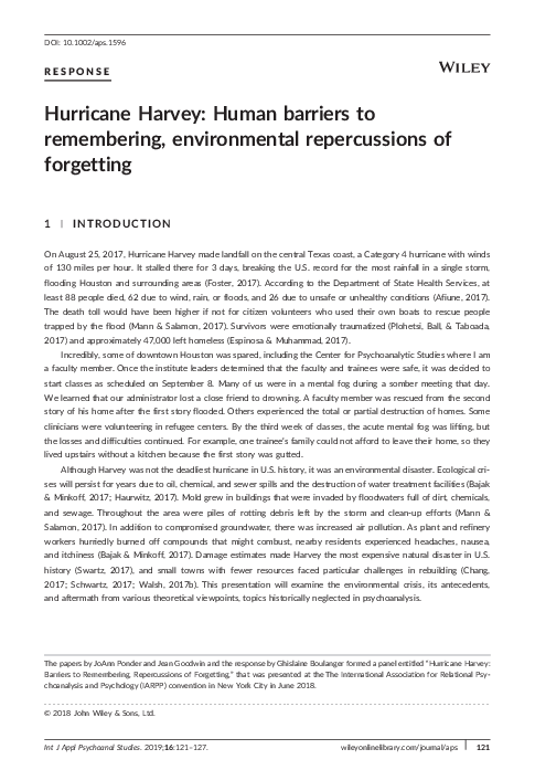 (PDF) Hurricane Harvey: Memory and Environmental Crisis