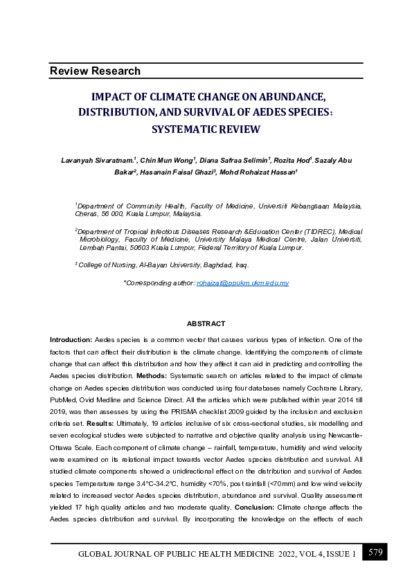 (PDF) Impact of Climate Change on Abundance, Distribution, and Survival ...